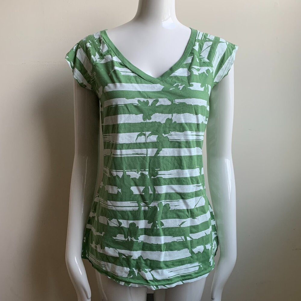 Billabong surf BLUE CRUSH era Vintage RARE Y2K Green striped v-neck t-shirt top